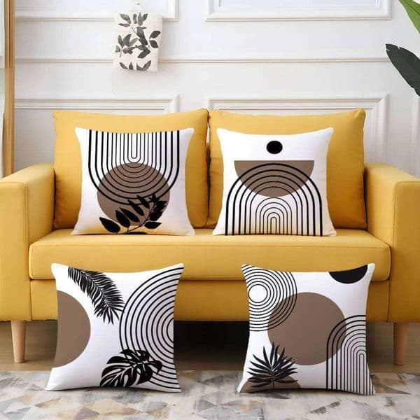 4Pcs/Lot Geometric Plant Pattern Pillowcase Single Side Printed Decorative Cushion Cover for Sofa Bedroom Home No Pillow Core 26Y0509