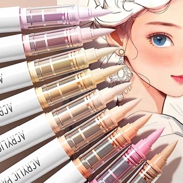 Acrylic Brush Markers Set Assorted Pro Color Series Automatic Ink Control System Art Markers Set 9 Count/Set 260506
