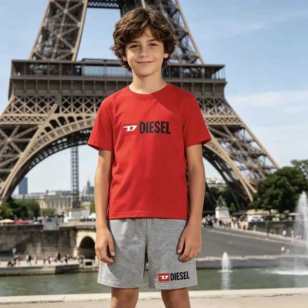 Kids Trendy Simple Letter Print Summer Fashion Breathable TeesShorts 2pcs Sportsuits 4-13 Years Boys Girls Outfits Clothes Set L260509ITFL