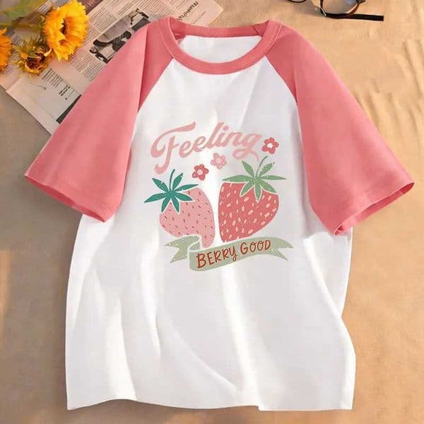 Fashion Strawberry Design T Shirts Girls Y2k Sweet Kids Short Sleeve Childrens T-shirt Summer Spring Casual Top Te L260509YQ80