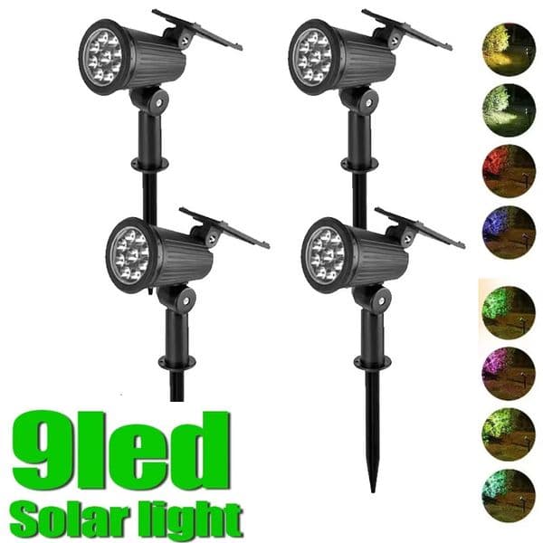 1234Pcs 9 Led Solar Powered Lamp Adjustable Solar Spotlight In-Ground IP65 Waterproof Landscape Wall Light Outdoor Lighting 260508