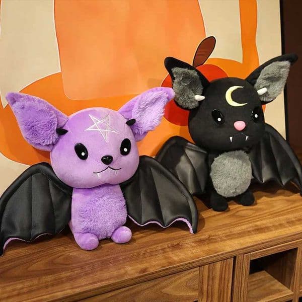 25cm Demon Bat Halloween Plush Toys Four-color Dark Series Bats Cartoon Soft Model for Boys or Girls Christmas Halloween Gifts L260509RCUX