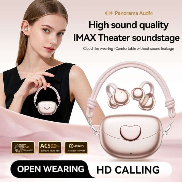 New OWS Heart-Shaped Handheld Corded Clip-On Earphones Wireless Long Battery Life Private Model Bone Conduction Bluetooth Headphones
