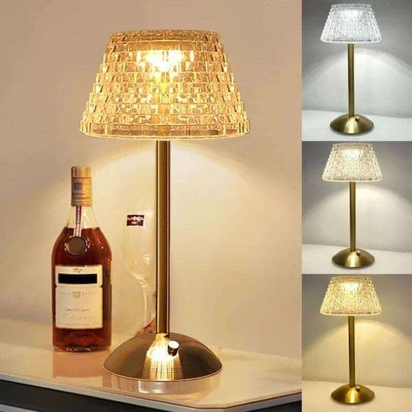Nordic Crystal Table Touch Dimming Desk Lamp USB Rechargeable Night Coffee Bar Hotel Bedroom Decor Atmosphere Light S260508