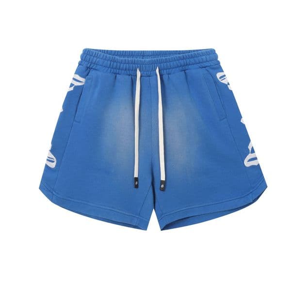 European American Brand GOD Letter Shorts Men Women Distressed Elastic Waist Casual