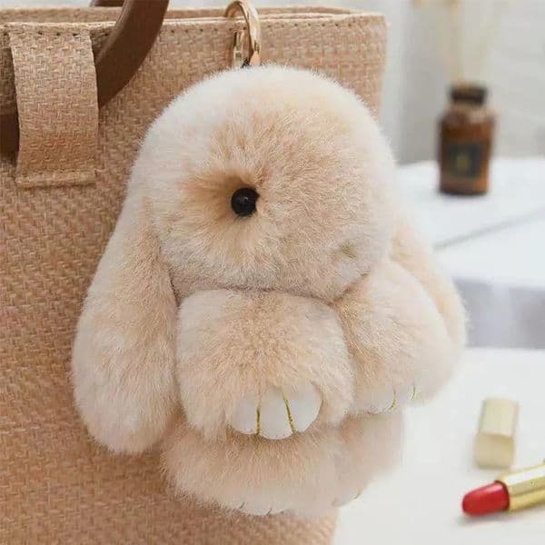 ZAKOL 15cm Fluffy Rabbit Fur Pompon Keychain Soft Cute Bunny Key Chain Bag Pendant Charm Accessories Gift for Girls Women 260507