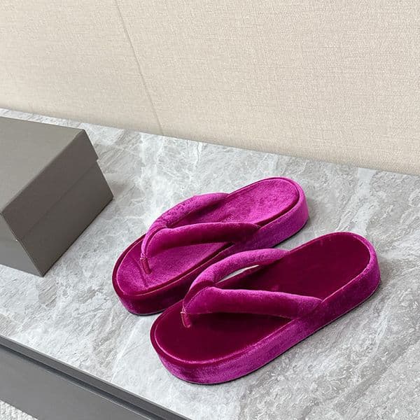 Luxury Womens Jet Lag Thong Purple Runway Designer Viscose Fiber Sandals 869749W Ladies New Clip Toe Flip Flops TPU Lnsole Black Outsole Beach Slippers Size 35 41