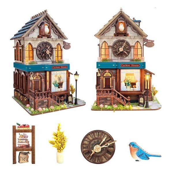 DIY Wooden Miniature Model Kit Cuckoo House Cottage Doll Houses 3D Puzzle Dollhouse With Furniture for Friends Birthday GiftsT260509