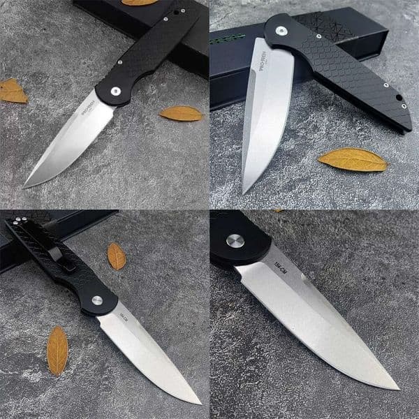 Pro TR-3 Response Assisted Tactical Folding Knife - Stonewashed Plain Edge Blade, Black Fish Scale Handle, EDC Outdoor Camping Defense Survival Tool 3300 920 3407 5501