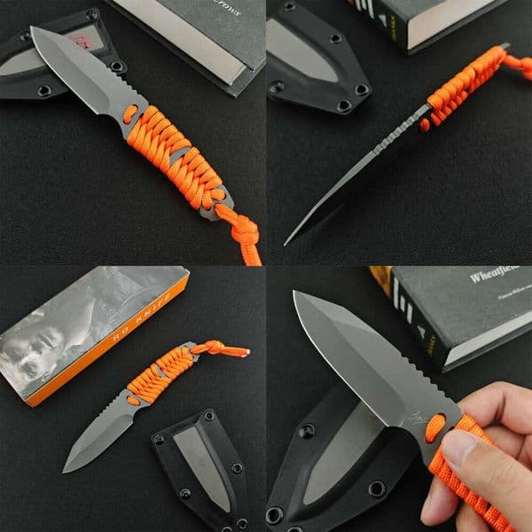 Newest GB Camping Fixed Blade Knife 8Cr13Mov Blade Nylon Rope Handle High Quality Outdoor Pocket Knife Survival Hiking Utility Tool for Gift 15500 15018 3300