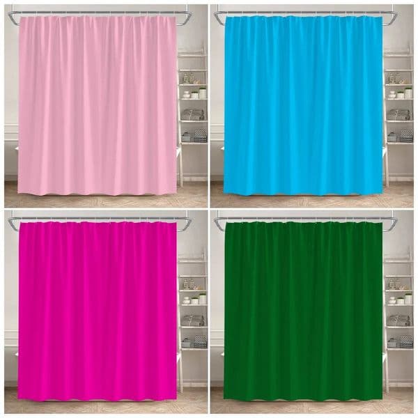 Luxury Designer Decor Solid Colour Shower Curtains Pink Blue Green Modern Minimalist Bath Curtain Set Polyester room Fabric Home Bathroom De 77