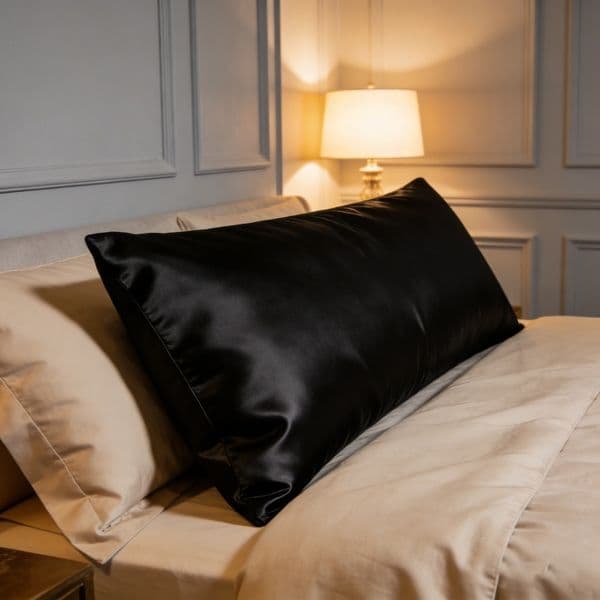 pillowcase sewn from luxurious, shiny, smooth satin fabric, soft, comfortable, and skin-friendly, suitable bedrooms, guest rooms, hotels, as a