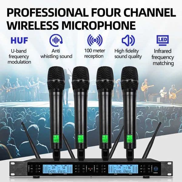 4-channel wireless microphone professional gooseneck headset lavalier microphone singing stage wireless system S260508