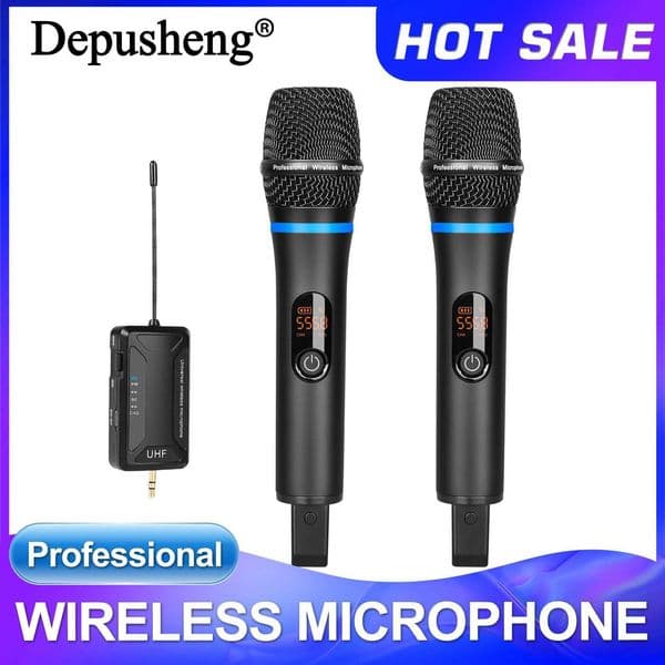 Wireless Microphone Depusheng W8-1 UHF Metal Dynamic Handheld Karaoke Mic With Rechargeable Receiver For Karaoke Wedding S260508