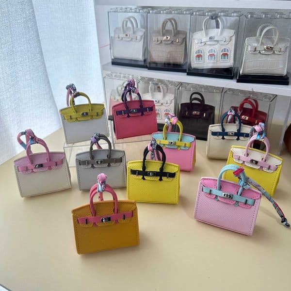 New macaron color candy bag mini shaped bag with palm pattern faux leather car pendant decoration T260509