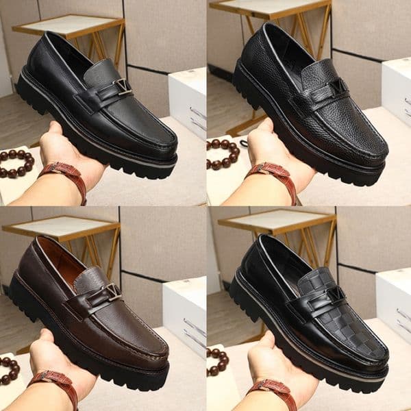 Designer Shoes Mens Loafers Party Shoes Men Wedding Shoes Brand Leather Platform Dress Shoes Men Formal Sepatu Flat Shoes Size 38-46