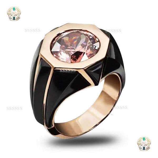 Fashionable octagonal oil-drip ring, ins-style pink gemstone jewelry for women, simple elegant, versatile and light luxury