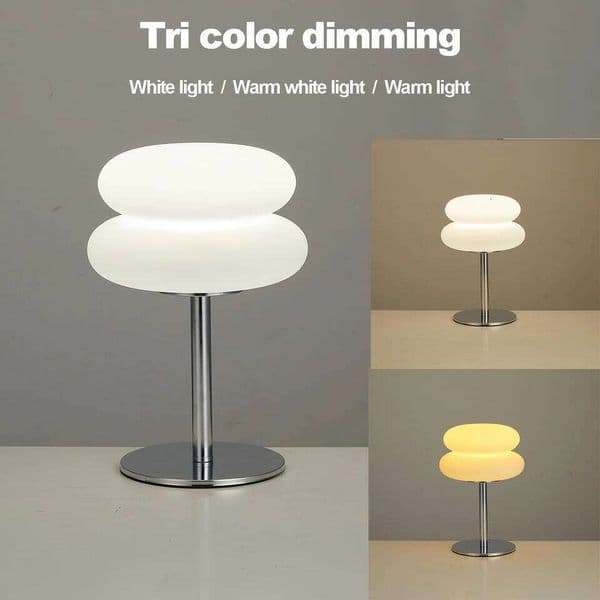 Bedroom bedside creamy style table lamp USB plug tri color dimming living room study atmosphere light S260508