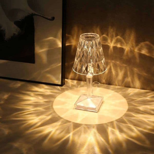 Diamond Table Lamp USB Acrylic Decorative Desk Lamps Bedroom Bedside Crystal Lighting Fixtures Projection Atmosphere Night Light S260508