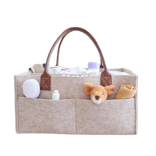 Felt Storage Organizer Basket Infant Diaper Bag with Handle Caddy Changing Nappy Kids Storage Large Pocket 260506