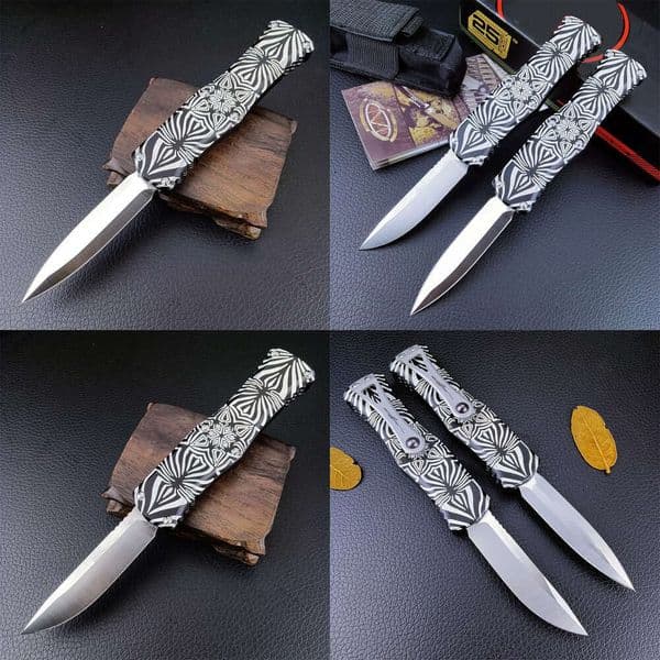 Micro Hera Assisted Folding Knife Black Two-Tone Drop Point Blade Artwork Aluminum Handles Outdoor Hunting Pocket Knife Camping Tool 3300 5370 9400 3400 3200