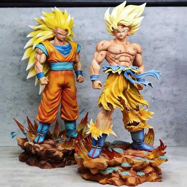 35cm/1378inch Dragon Ball Z Son Goku Ssj3 Figure LED base Super Saiyan 3 Goku Pvc Action Figures Collection Model Toys Gifts S2605083ZS2