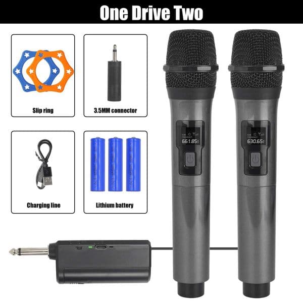 Wireless Microphone 2 Channels UHF Fixed Frequency Handheld Mic Micphone For Party Karaoke Professional Church Show Meeting S260508