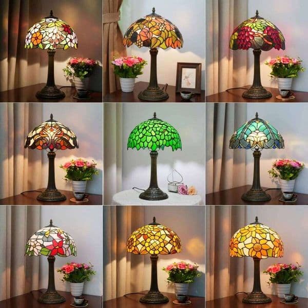 Retro Country Style Stained Glass Desk Home Decor Mediterranean Bedroom Bedside Table Lamp Restaurant Bar Cafe Night Light S260508
