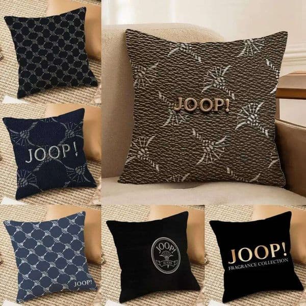 J-JoopS Fashion logo Cushion Cover Silky Short Plush Invisible Zipper Dustproof Sofa Pillow Case for Home Decor 26Y0509