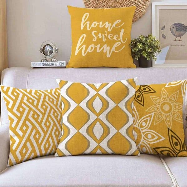 Yellow geometric petal linen pillowcase sofa cushion cover home decoration can be customized for you 40x40 45x45 50x50 60x60 26Y0509