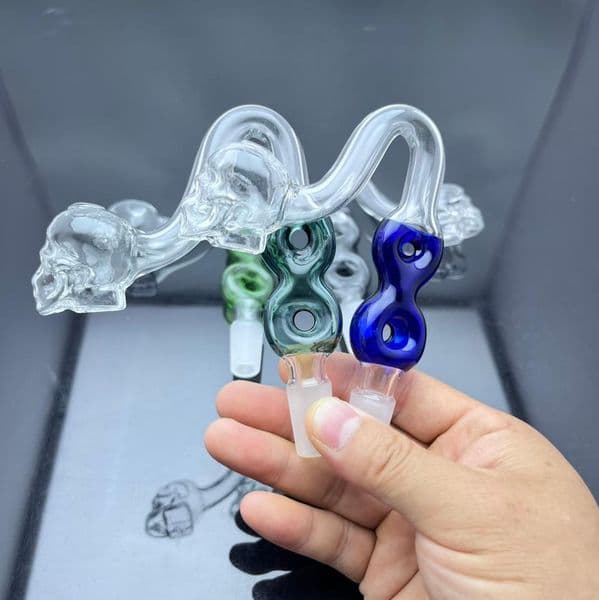 Glass hookah Pipes smoking Oil Burner New 8-shaped skeleton cigarette set cooker accessories 14mm