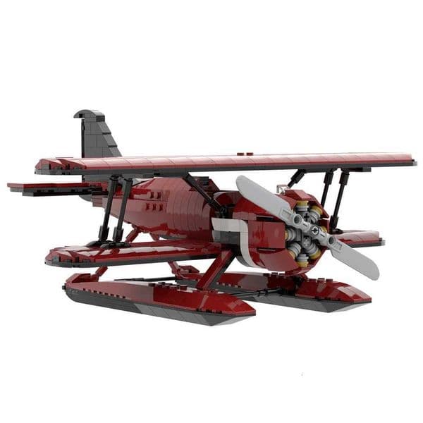 MOC Acrobatic Seaplane Bricks Model Red Acrobatic Seaplane Building Blocks Assembly Educational Toys Kids DIY Birthday Gifts H260509