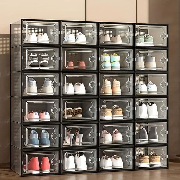 Space-Saving Magnetic Hangers for Shoecare Portable Translucent Sport Shoes Holders