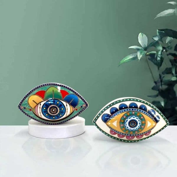 2026 Morocco Trkiye Blue Evil Interior Digital Ceramic Devils Eye Model Nazar Amulet Statue Charm Desktop Home Room Decoration Free Shipping Shipping 2