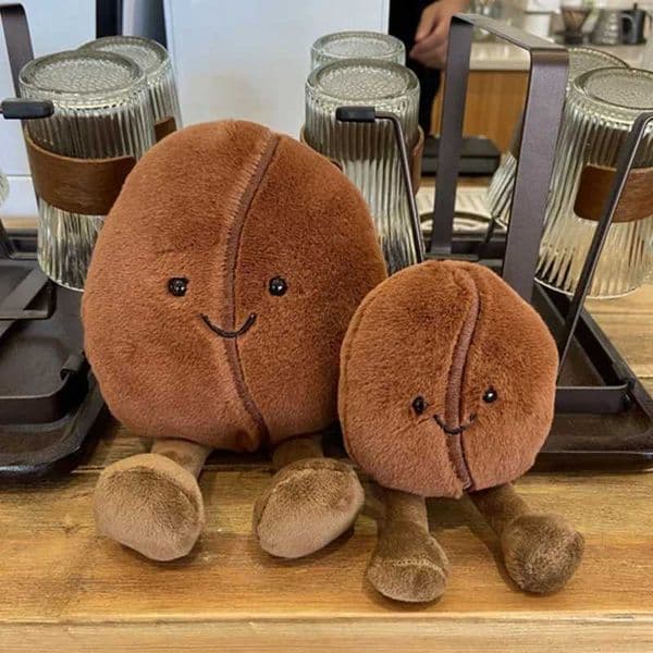10/20cm Stuffed Brown Coffee Bean Plush Pillow Funny Food Cushion with Legs Smiling Face Home Office Decor Children Gift L2605095B95