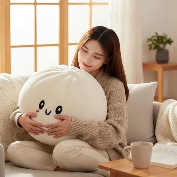 Cute Giant Dumpling Plush Pillow Soft Stuffed Squishy Toy Hug Companion Home Sofa Bed Decor Stress Relief Toy for Kids Adult L260509F7M7