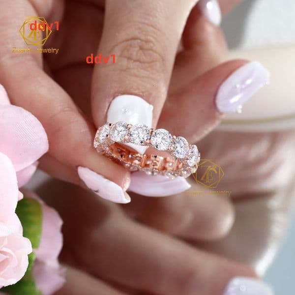 925 Sterling Silver Moissanite Diamond Ring 5mm Full Moissanite Elegant Luxurious Jewelry Accessory Row Moissanite Rings
