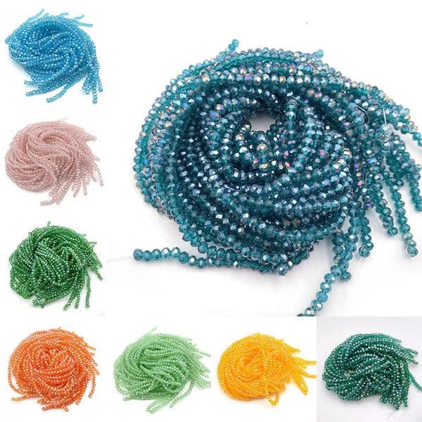 Crystal Beads 2 3 4 6 8mm for Jewelry Making Loose Spacer Flat Faceted Rondelle Glass Bracelets Necklace 7181 260509