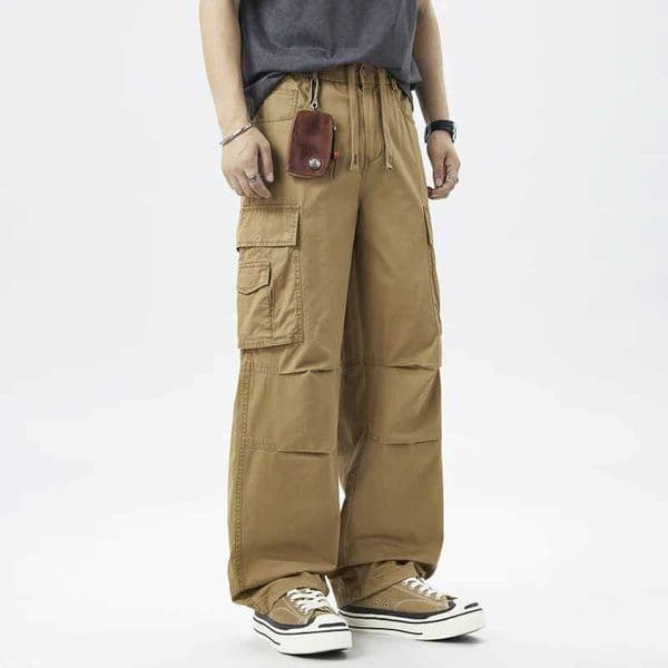 Spring Summer 100 Cotton Cargo Pants Men Y2K Clothing Mulit Pocket Straight Casual Sweatpants Loose Work High Qulaity Trousers L260509