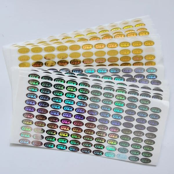 1000PCS 125X7MM MADE IN THE USA Sticker Hologram Warranty Type Country of Origin Label Silver Or Gold One Time Use 260506