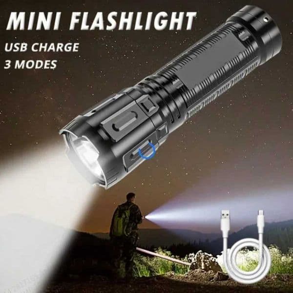 USB Rechargeable Flashlight Led 3 Gears Battery Torch Lantern for Outdoor Waterproof Camping Fishing Hiking Lighting Lamp C260509