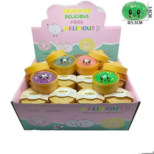5 5CM Maltose Glitter Dumpling hape with Face Squishy Toy Children's gifts for the mall