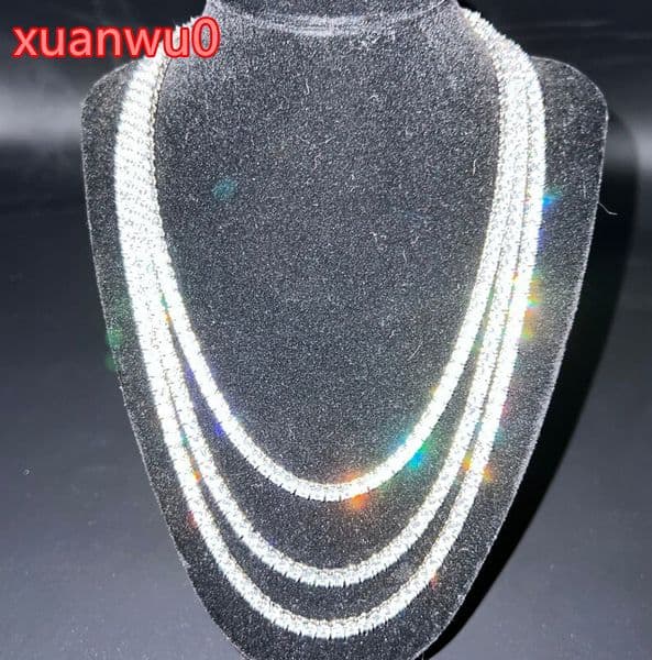 RINNTIN Hip Hop 925 Sterling Silver 3mm 4mm 5mm VVS Moissanite Diamond Necklace Moissanite Tennis Chain