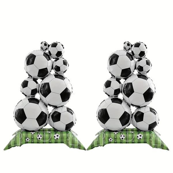 2-Pack Medium Standing Soccer Ball Pile Foil Balloons Perfect for soccer-themed party decorations and World Cup celebrations 260509