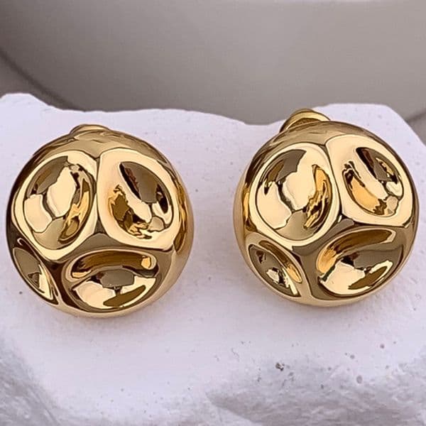 Designer Earrings Women 18K Gold Plated Earring Round Concave Stud Earrings Luxury Jewlery Designer for Women Elegant Timeless Premium Free Shipping Buy One Get One
