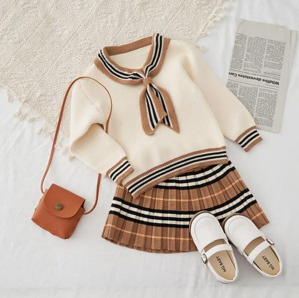 Kids Girls Clothing Sets Autumn Warm Girls Knitted 2 Pieces Suit Top Skirt Baby Girl Clothes Outfits 3-7Y