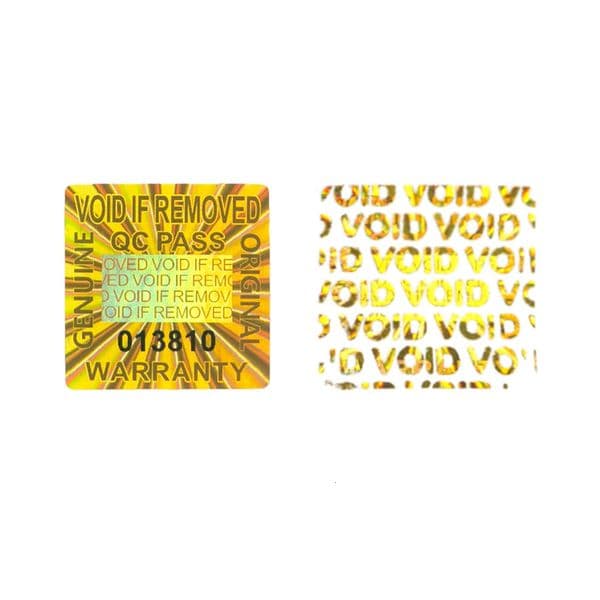 20x20mm Gold Stickers warranty void sticker Tamper Evident Security Seal holographic sticker Adhesive labels with serial number 260506