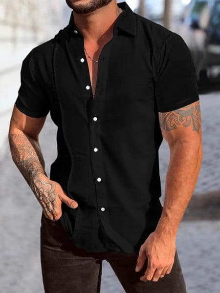 shortsleeved shirt mens summer thin section trend Slim business casual halfsleeved 260508