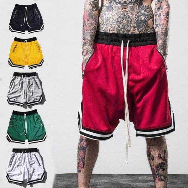 Mens Basketball Shorts Quick Dry Mesh Gym Shorts Fitness Male Sport Short Pants with Zipper Pockets Summer Multi-color S5XL 260509