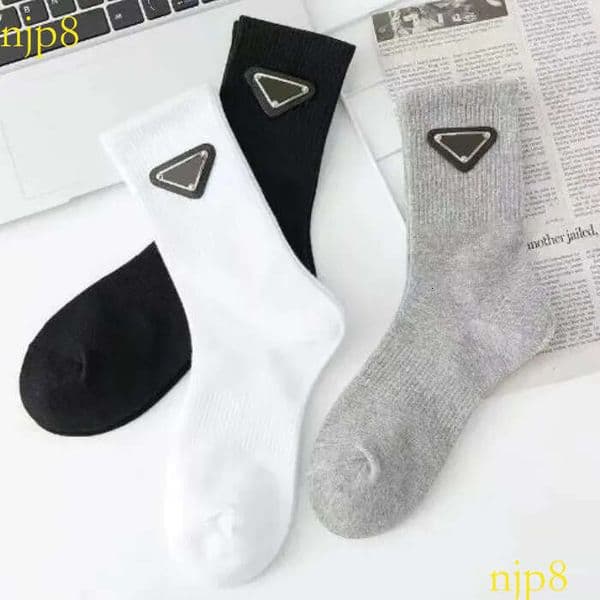 3 Pairs Men's Fashion Luxury Women Men Classic Designers Cotton High Tube Solid Color Black White Grey Jogging Basketball Football Sports Socks